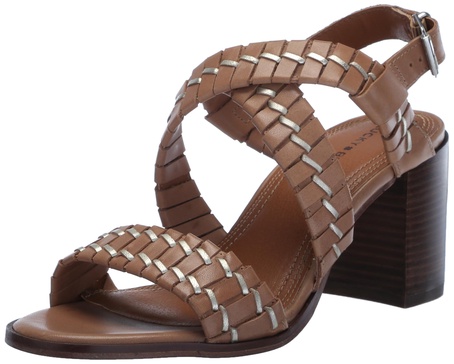 Lucky Brand Women's Dabene Stacked Heel Sandal Heeled, Latte, 10