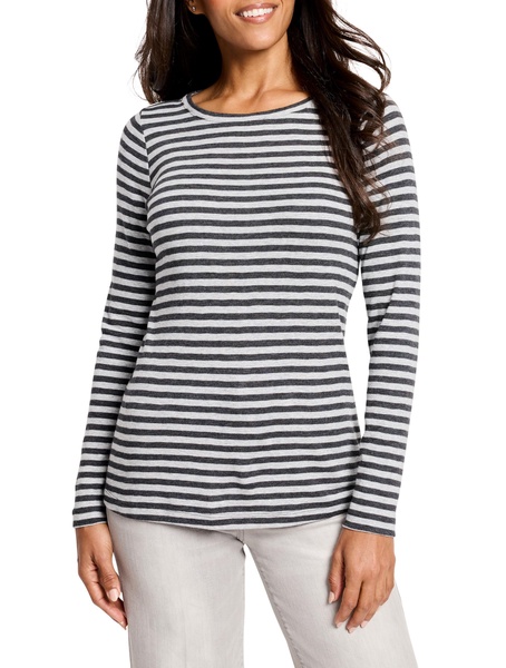 NIC+ZOE Women's Striped Bracelet Sleeve Boat Tee
