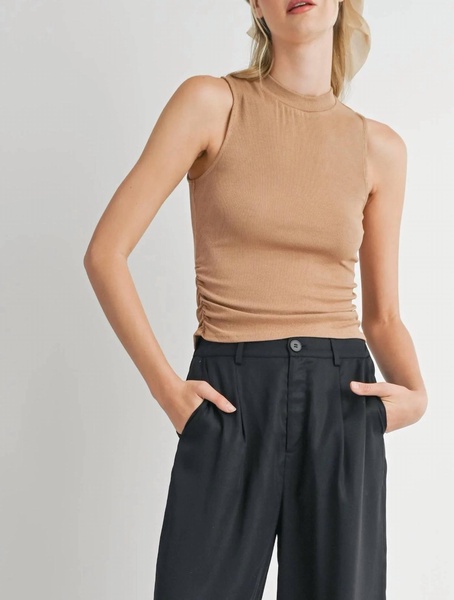 ronan knit tank in dark taupe