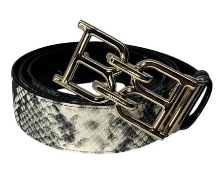 6302282 mirror b reversible snake embossed leather roccia/black belt