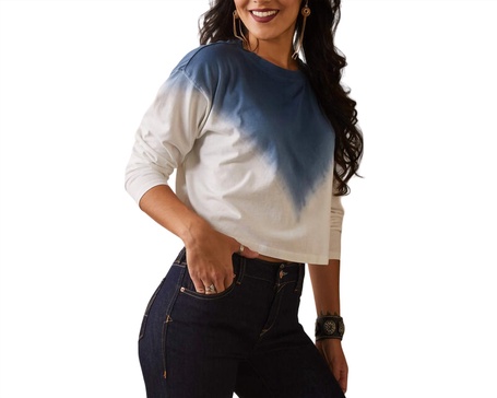 howdy ombre ls top in white