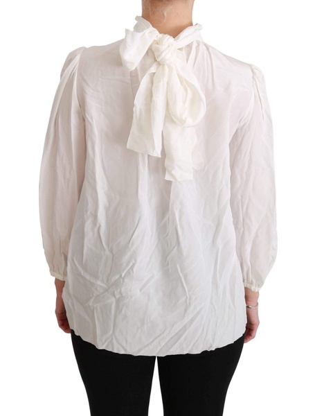 Dolce & Gabbana  White Turtle Neck Blouse Shirt Silk Top