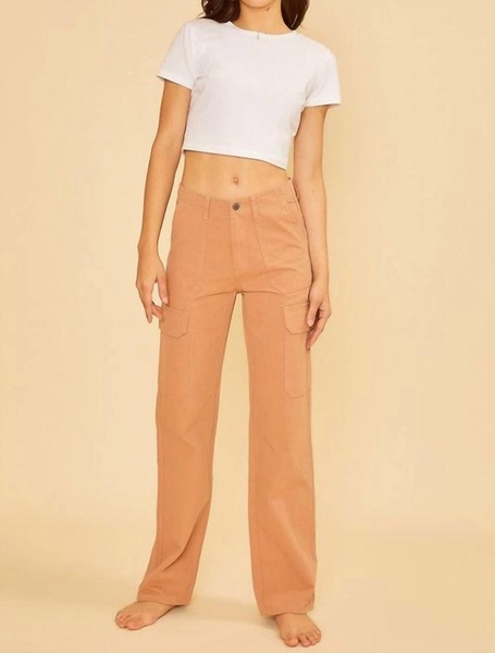 straight leg cargo pants in terracotta