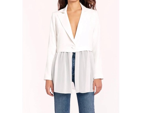 jonas sheer bottom blazer in ivory