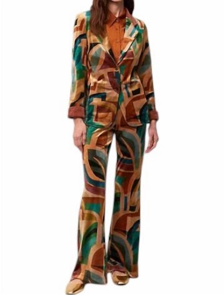 enara velvet blazer in geo print
