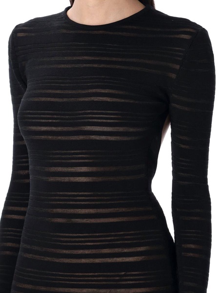 Andreādamo Striped Sheer Knit Long Dress
