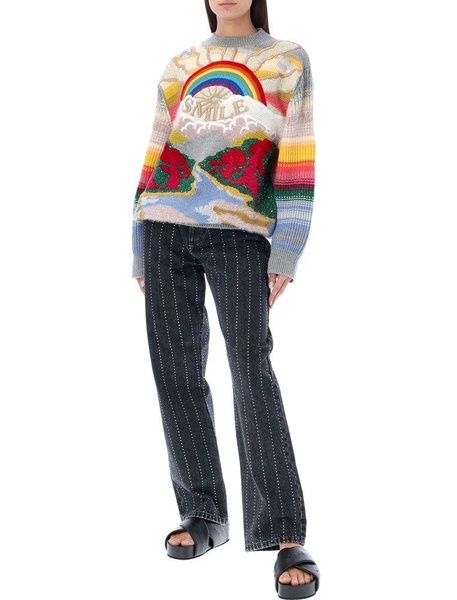 Embroidered wool blend sweater