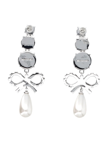 Crystal Bow Pearl Earrings
