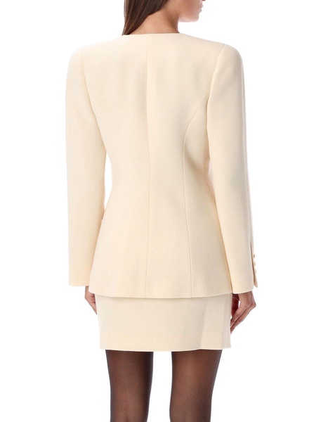 Collarless Double-breasted Blazer