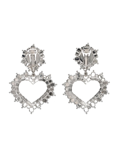 Rhinestone Earrings With Heart Pendant