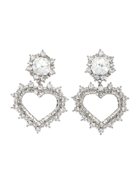 Rhinestone Earrings With Heart Pendant