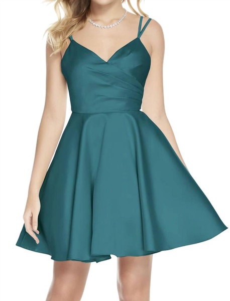 mikado mini dress in peacock