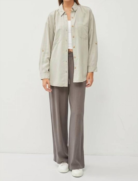 the oversized tencel shirt in sage