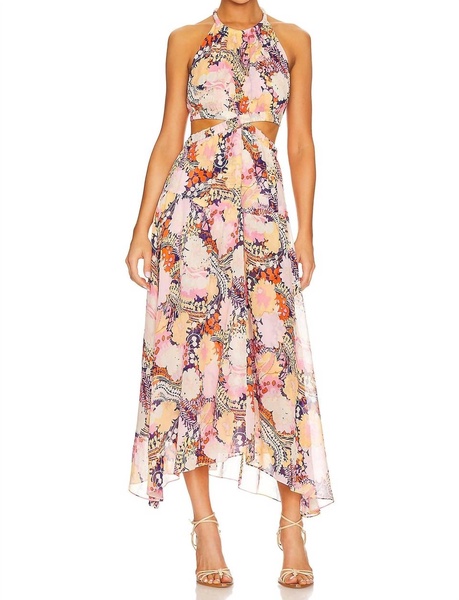 waverly dress in midnight/rose multi