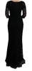 Dolce & Gabbana  Black Floral Ricamo Sheath Long Dress