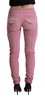 Acht Pink Cotton Low Waist Skinny Denim Cargo Jeans