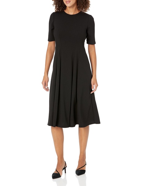 Maggy London Women's Short Sleeve Double Pleat Midi Dress