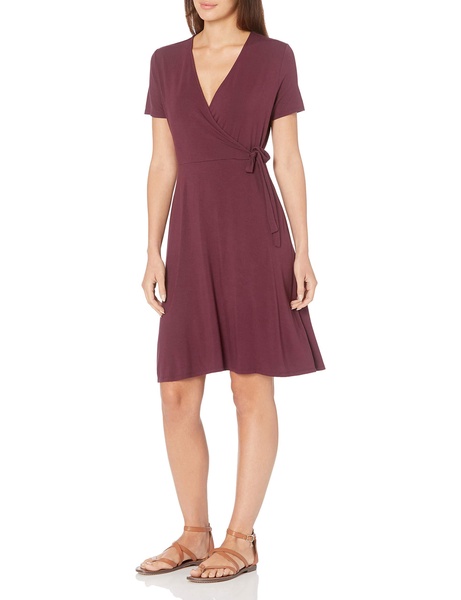 Amazon Essentials Women's Short Sleeve Faux-Wrap Dress