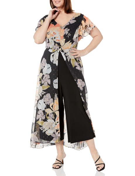 Adrianna Papell womens Floral Chiffon Jumpsuit