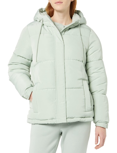 Amazon Essentials Women's Water Repellent Sherpa Lined Hooded Puffer Jacket (Available in Plus Size) (Previously Amazon Aware)