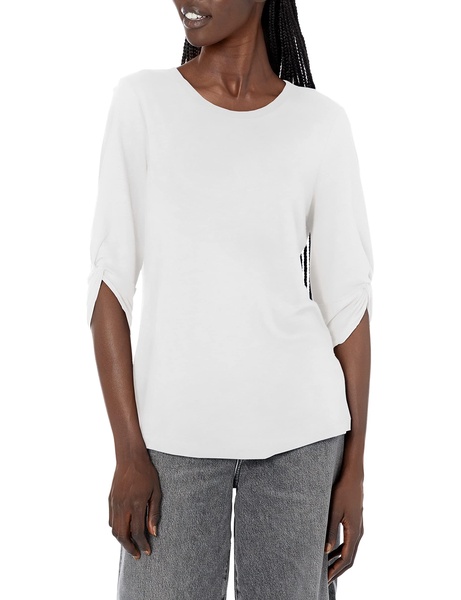 NIC+ZOE Women's Elbow Knot Sleeve Boat Neck Tee