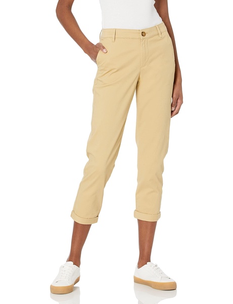 Amazon Essentials Women's Mid-Rise Slim-Fit Cropped Tapered Leg Khaki Pant (Available in Plus Size)