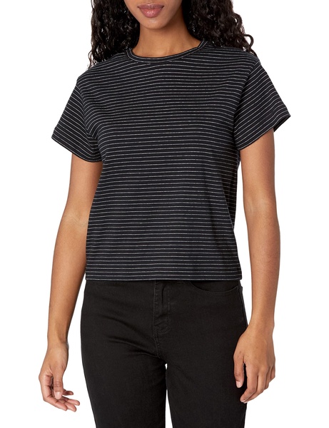 Vince Women's Neppy Stripe Short Sleeve Shrunken Crew