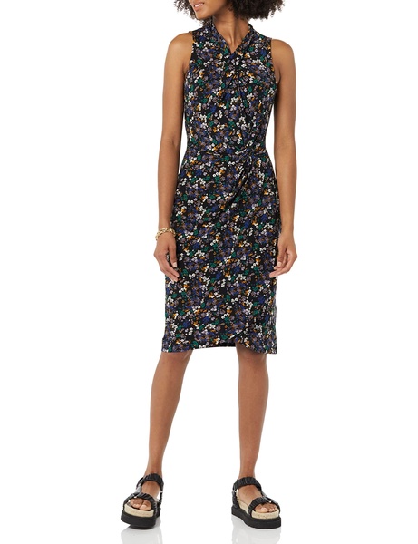 Amazon Essentials Women's Sleeveless Crossover Twist Neck Faux Wrap Dress