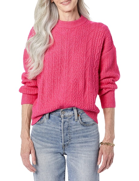 Amazon Essentials Women's Cable Knit Sweater, Soft-Touch Modern Crewneck, Plus Size Available