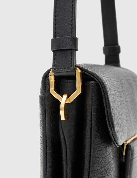 AllSaints Jupiter grain leather crossbody bag in black