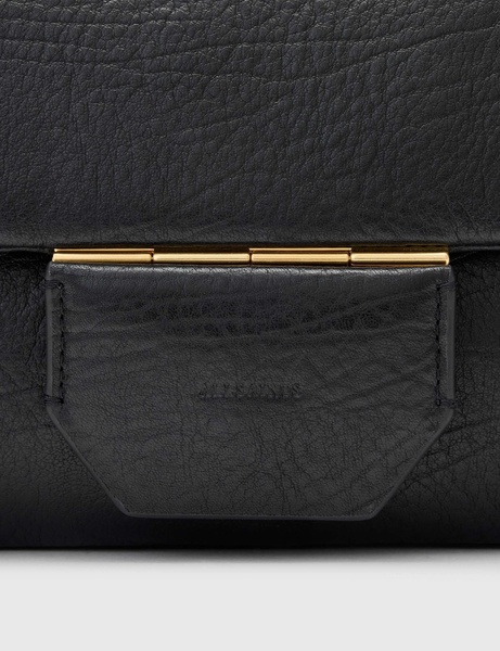 AllSaints Jupiter grain leather crossbody bag in black