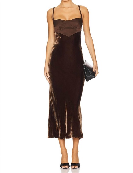 carla midi dress in brown