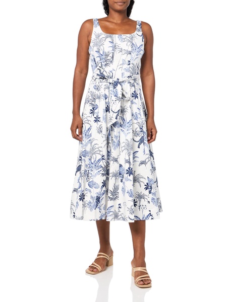 Anne Klein Womens Corset Seamed Crinkled Fit & Flare Dress