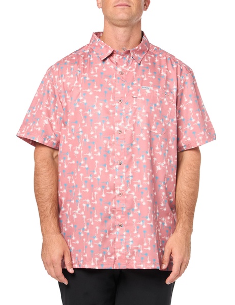 Columbia Men's Super Slack Tide Camp Shirt, Sandalwood Pink Flytime, X-Large