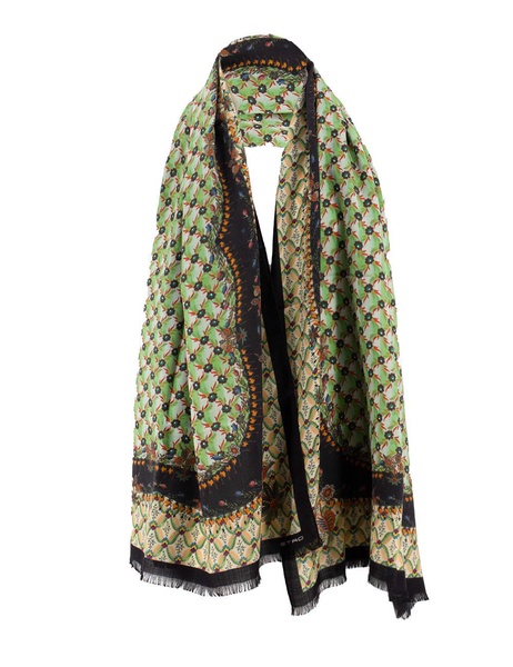 Floral-printed Fringed-hem Scarf