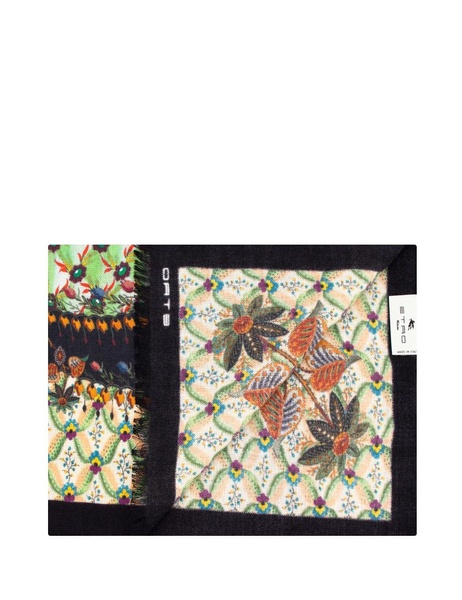 Floral-printed Fringed-hem Scarf