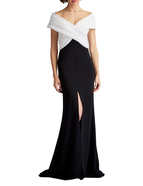 Benz Pleated Portrait Collar Gown