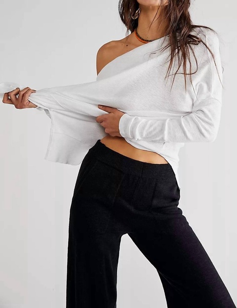 get together long sleeve tee in white
