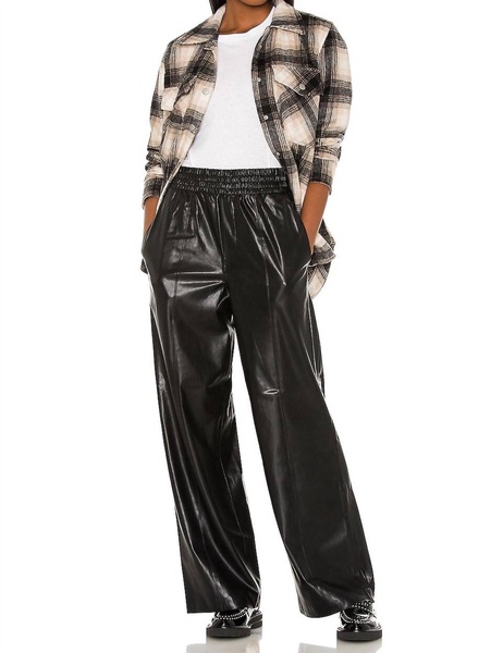 faux leather wide leg pants in off the record