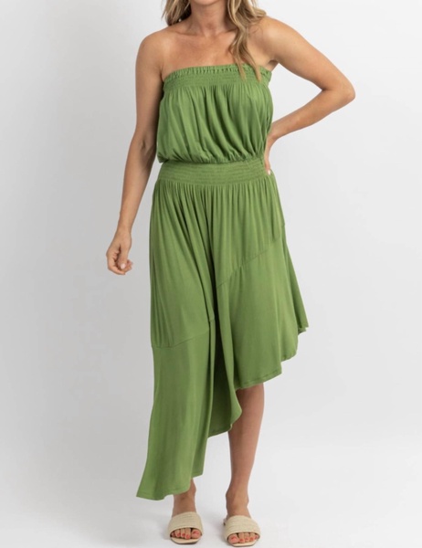 willow ayanna asymmetric midi dress in green