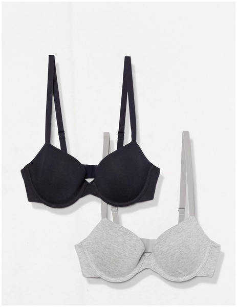 Amazon Essentials Women's Demi Cup Cotton Bra, Pack of 2