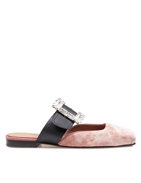 Dolce & Gabbana Velvet Sabot With Jewel Buckle