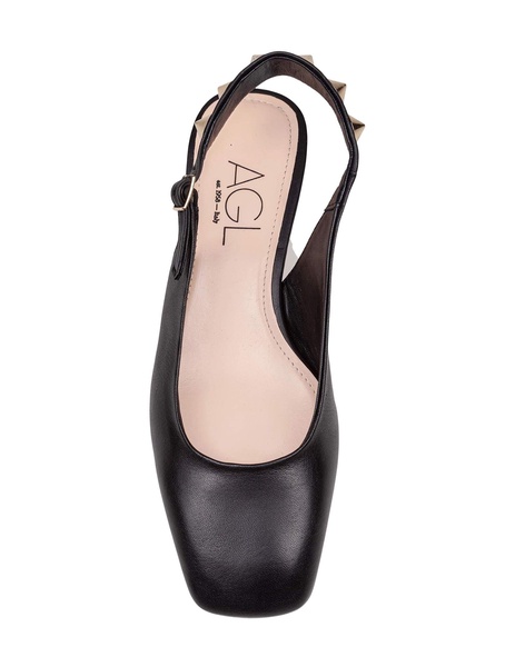 Sling-back Angie L Spike In Black Leather With Studs