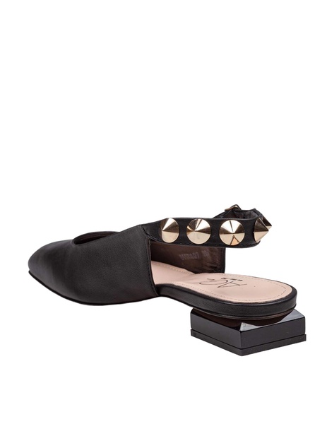 Sling-back Angie L Spike In Black Leather With Studs