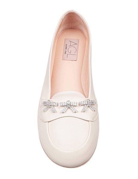 Moccasin Hoola Hoop Ribbon In Soft Leather Chalk Color