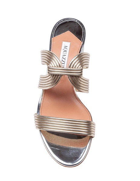 Mule Esencia 35 In Laminated Leather Color Light Gold/silver