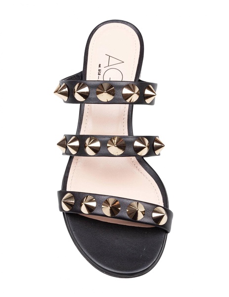 Mule Lala Spike In Black Leather With Applied Studs