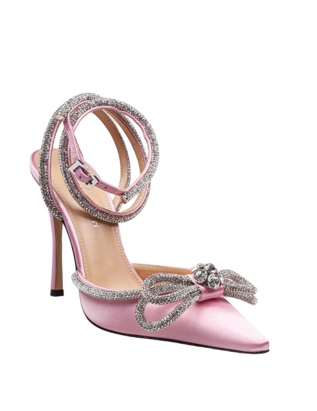 Satin Double Decollete With Rhinestone Bow