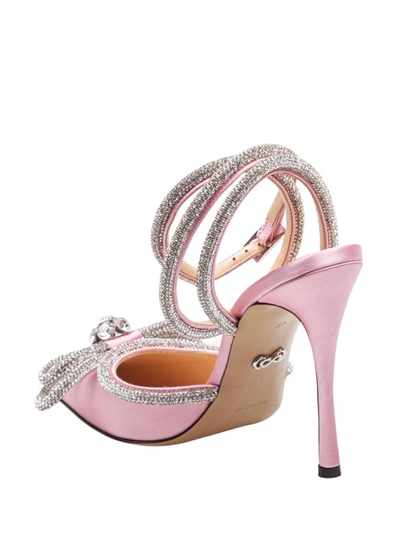 Satin Double Decollete With Rhinestone Bow