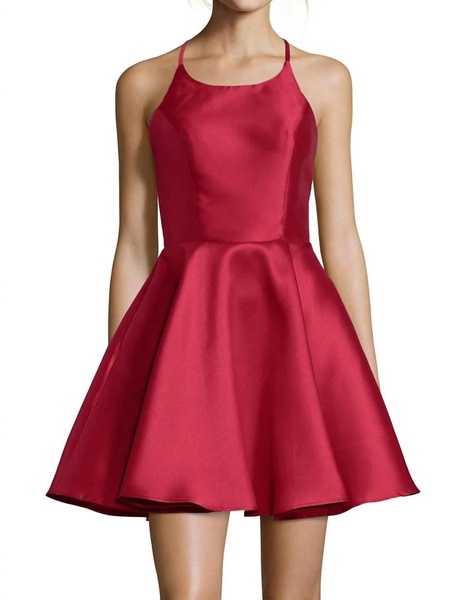 fitted halter cocktail dress in burgundy